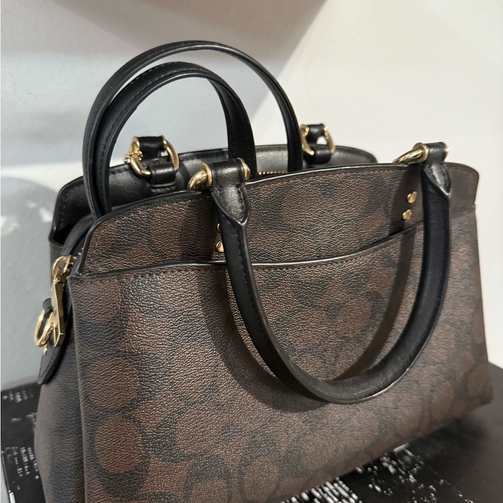 Coach Signature Mini Lillie Satchel Bag Brown/Black Monogram - Picture 4 of 6